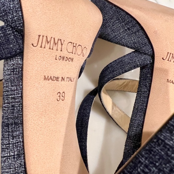 ** SOLD **. Jimmy Choo Denim Peep Toe, Strap Sandals - Picture 6 of 7